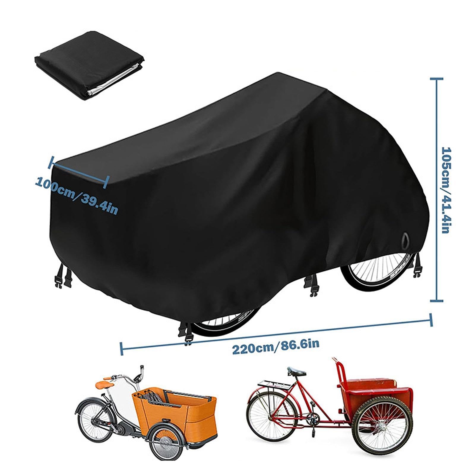 Perfeclan Housse de Protection pour, bâche imperméable Noire en Oxford pour Tricycle, idéale pour Le Jardin ou Les vélos à Trois Roues Adultes, 220 Cm X 100 Cm X