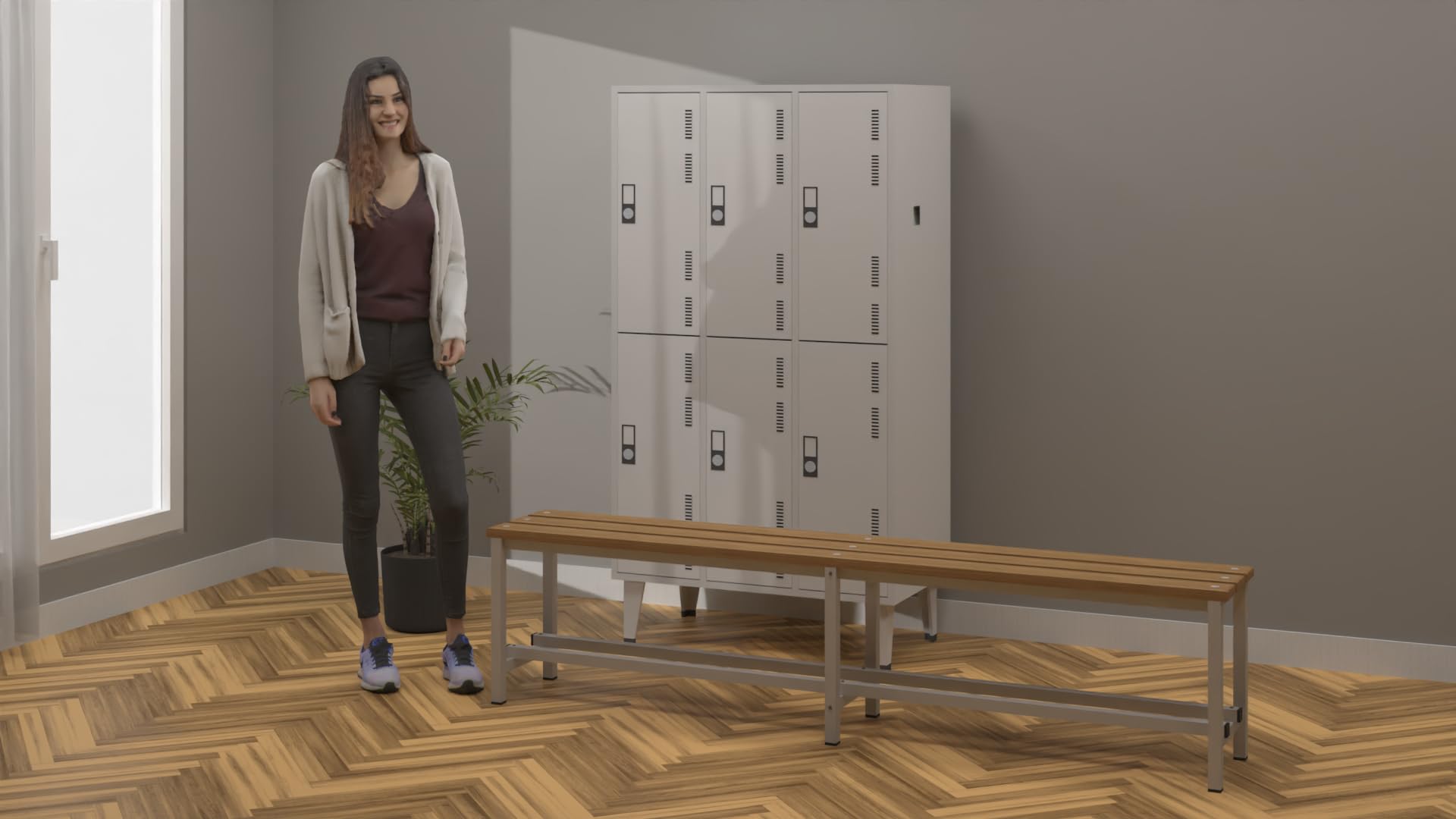 Spacio Banco de Madera Norrköping Estilo nórdico para Uso Profesional o en hogar, para vestuarios, habitación, decoración Incluso Exterior. Bancada para Personas en Madera. (2 Metros)