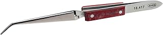 Aven 18417 Curved Smooth Fiber Grip General Purpose Tweezer, Stainless Steel, 6-1/2
