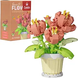 Blocos De Montar Flores No Vaso Peony 279 Peças - Castela