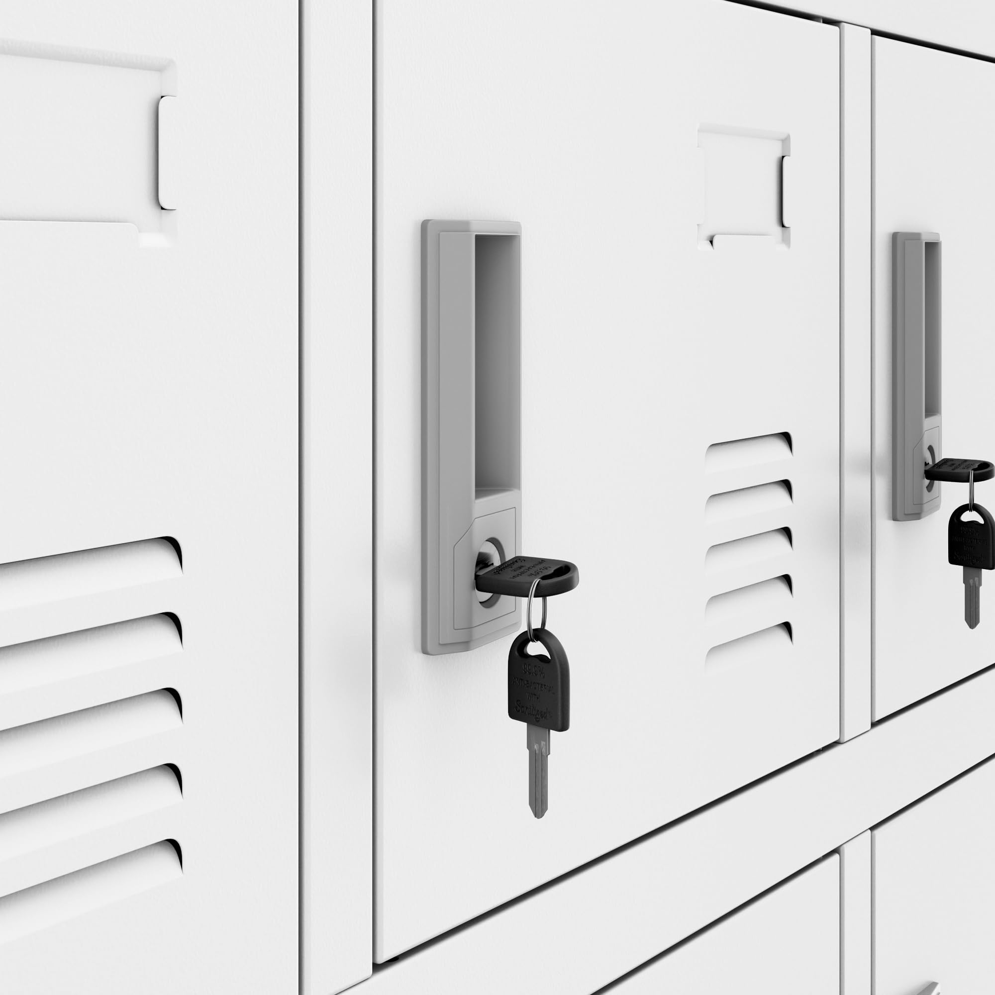 Jan Nowak Spindschrank abschließbar Spind Schließfachschrank Metall Mitarbeiterschrank Personalschrank Wertfachschrank mit 18 Fächern Lüftung Namensschild, Umkleideschrank 185 x 90 x 40 cm