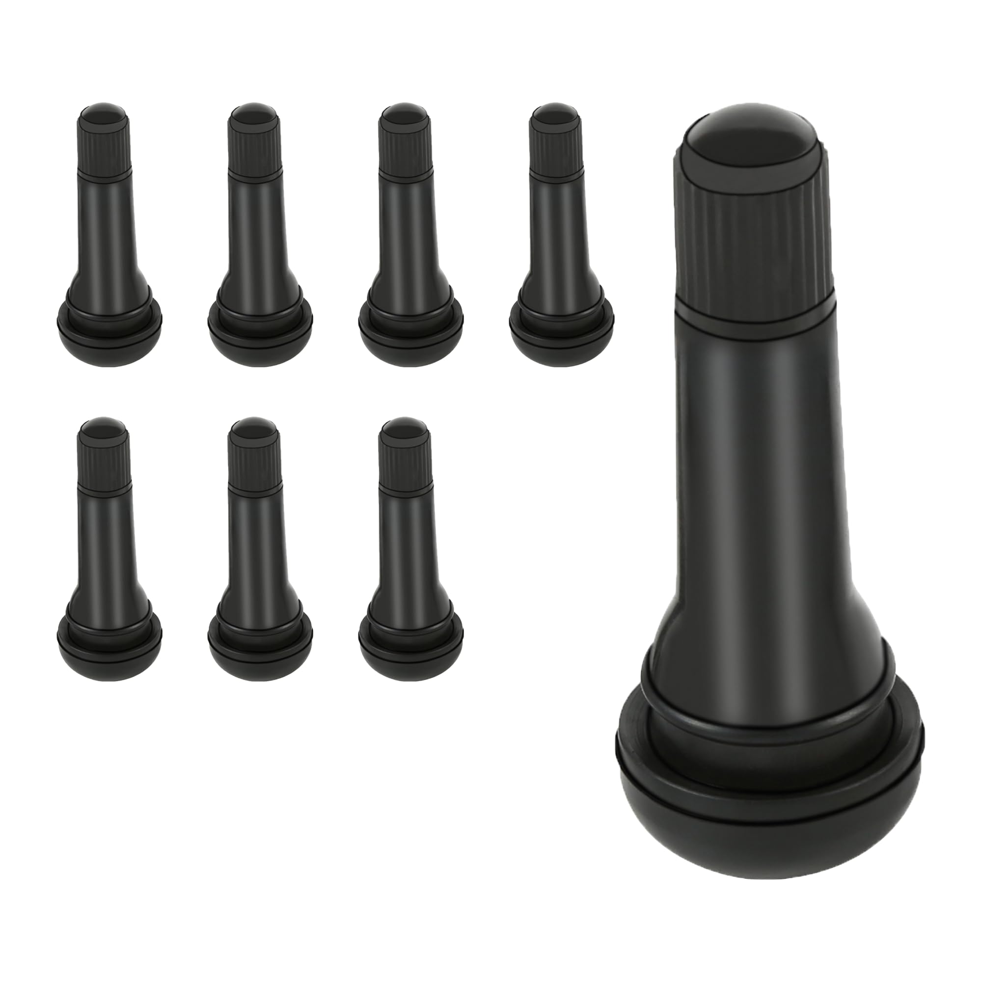 CDWTPS TR414 Tire Valve Stem,Rubber Snap-in Short Black Stem for Tubeless 0.453 Inch 11.5mm Rim Holes on Standard Vehicle Tires(8pcs/Bag)