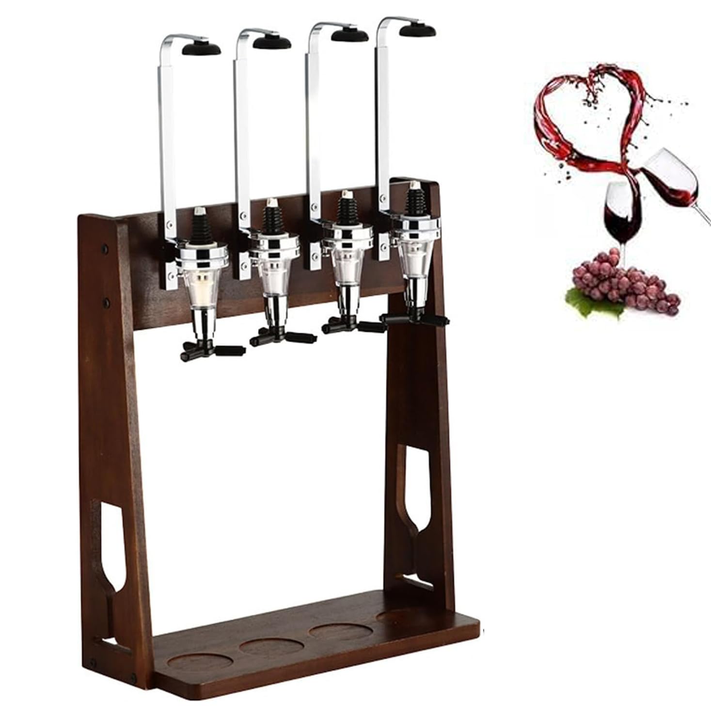 Distributeur d'alcool autonome pour 4 bouteilles – Distributeur de boissons de bureau en bois pour bar, pub et restaurant – Porte-bouteille à l'envers
