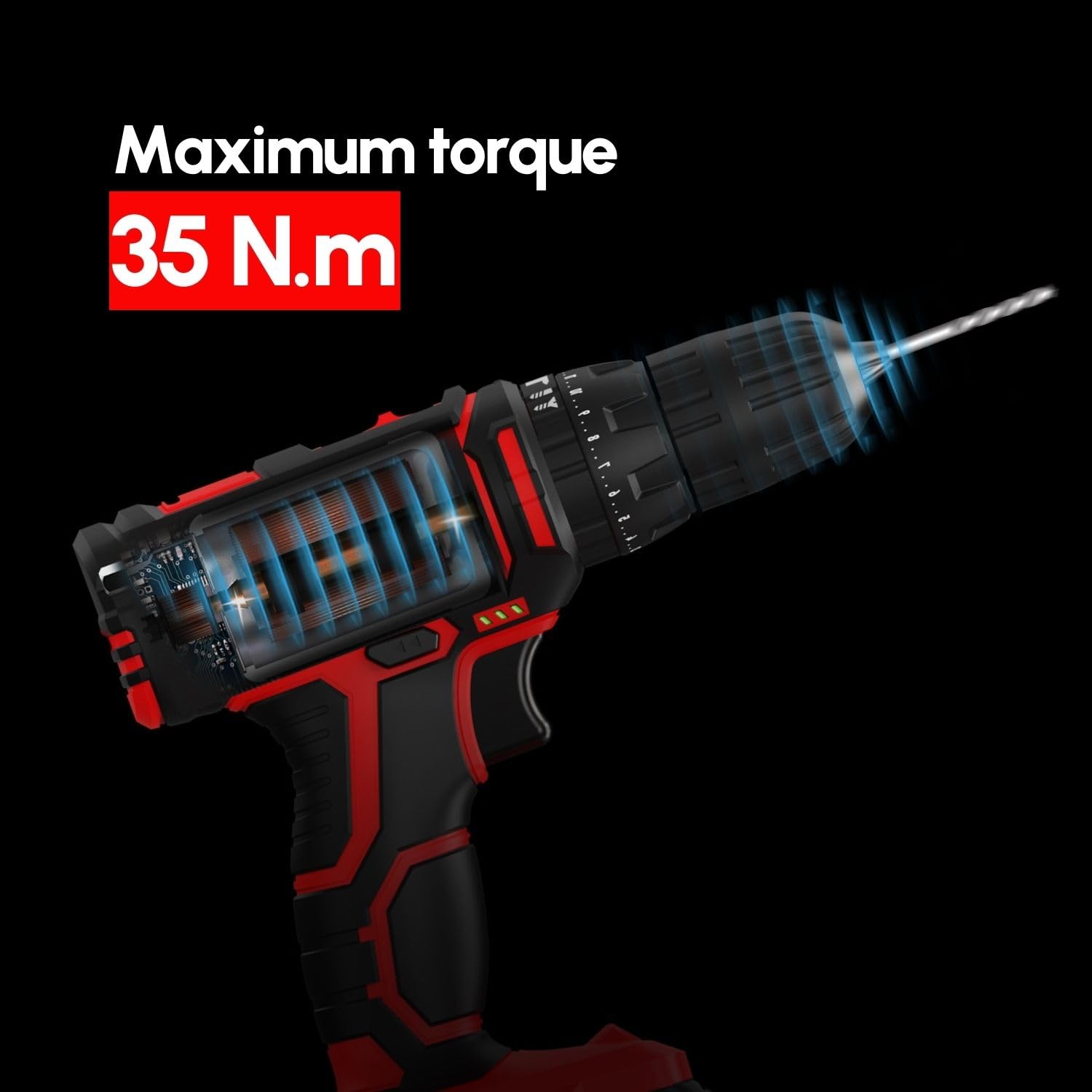 Casals - Taladro Atornillador Electrico 12V | 1400 RPM | 2 Baterías | 1500mAh Batería Larga Duración | 18+1 Posiciones | 9 Brocas + 9 Llaves + 4 Puntas + Eje Flexible + Adaptador Hexagonal + Maletín