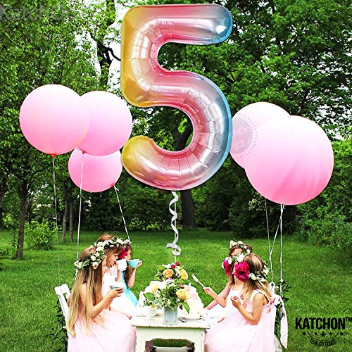 Image of KatchOn Rainbow Number 5 Balloon 40 Inch For 5th Birthday Decorations