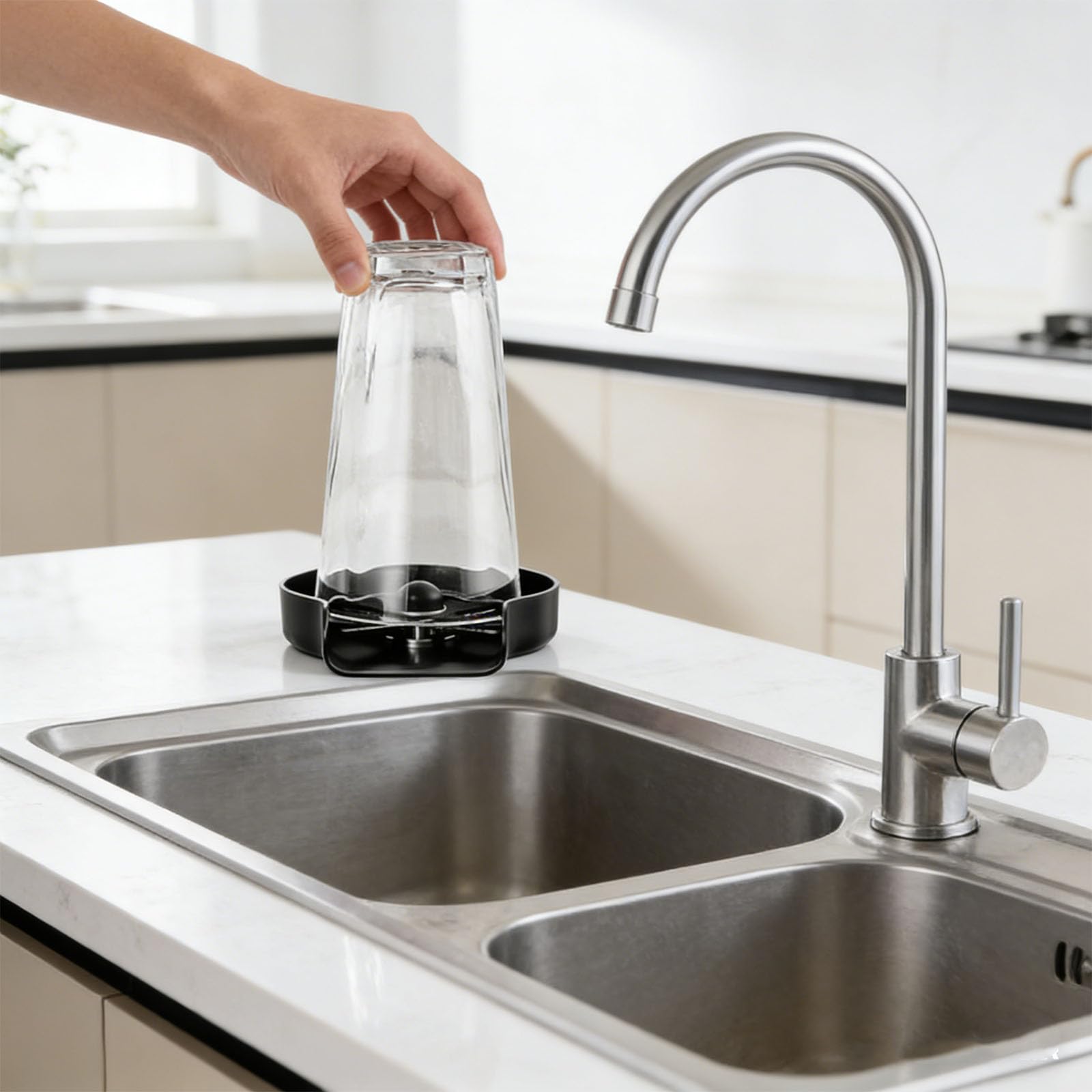 Dispensador automático para encimera, limpia al instante botellas y vasos, pulverizador de agua de limpieza rápida