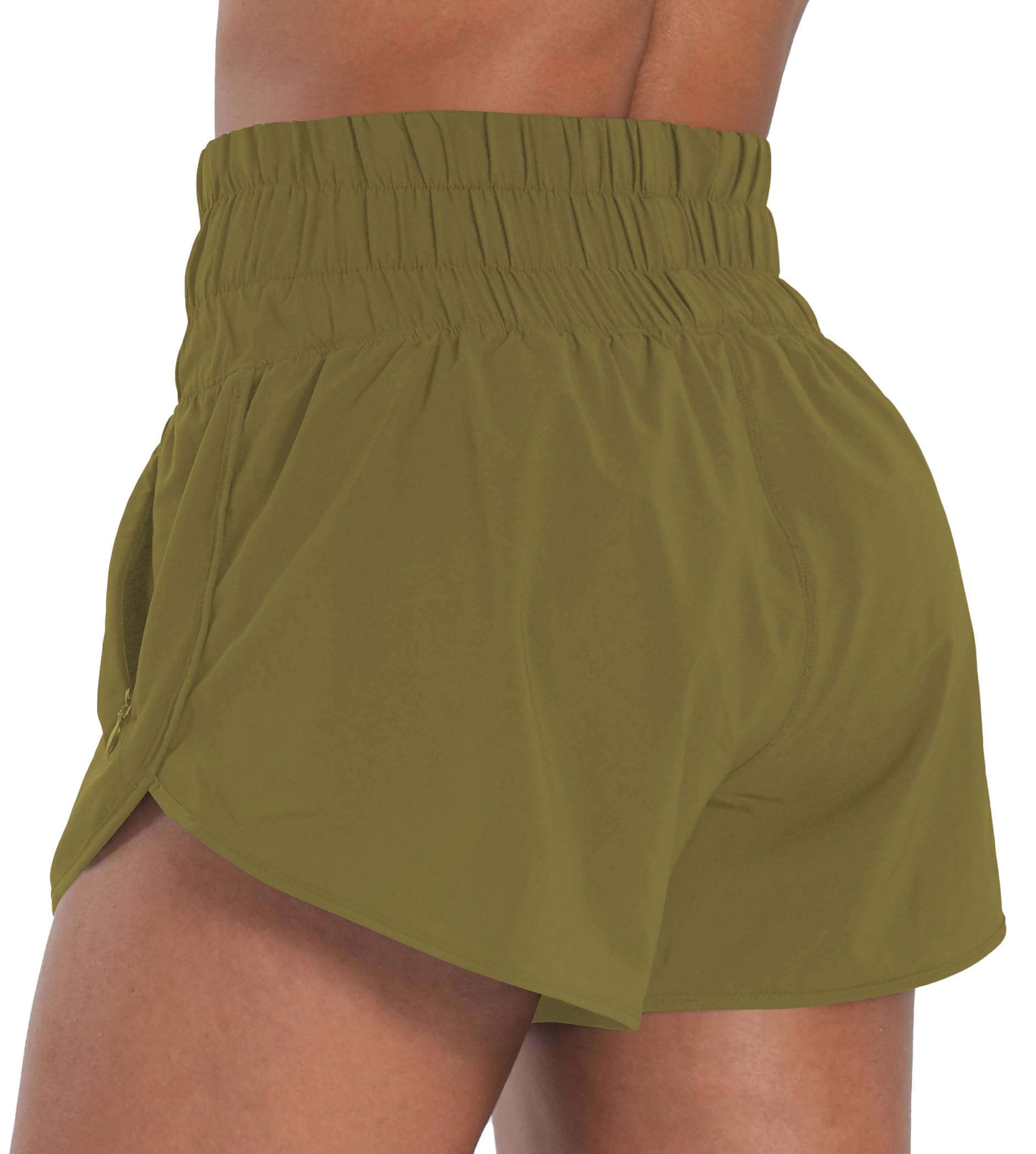 Sunzel Pantaloncini da corsa atletici a vita alta da donna ad asciugatura rapida fodera in rete pantaloncini da allenamento in palestra con tasche con cerniera