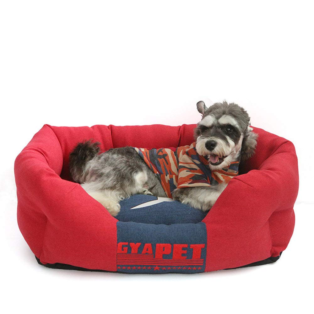 Lit pour chat avec coussin lavable | Maisonnette moelleuse pour petit chien rouge