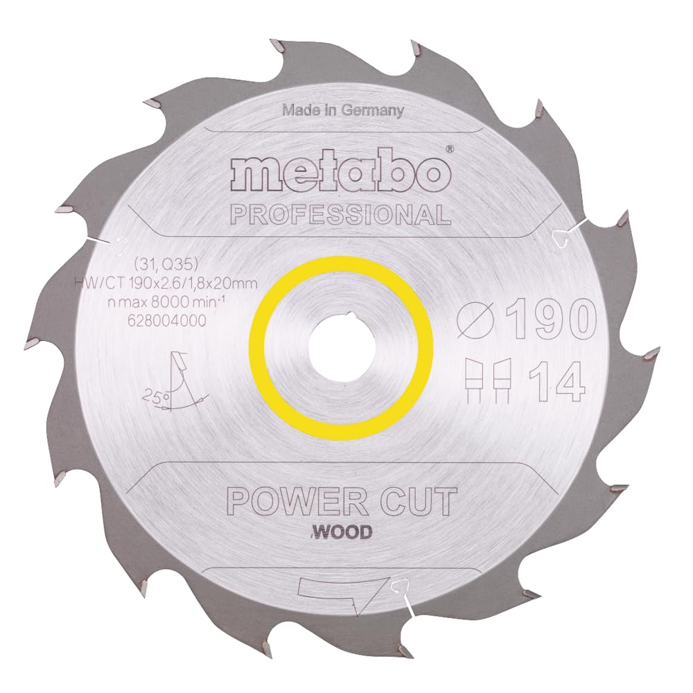 Metabo 628004000 brzeszczot do piły tarczowej HW/CT 190x20, 14 WZ 25°