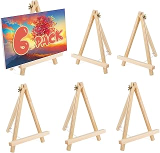 6 Pack 9 Inch Wood Easels, Easel Stand for Painting Canvases, Tripod, Kids Student Tabletop Easels for Painting, Art Craft Painting Easel Stand for Artist Adults Students