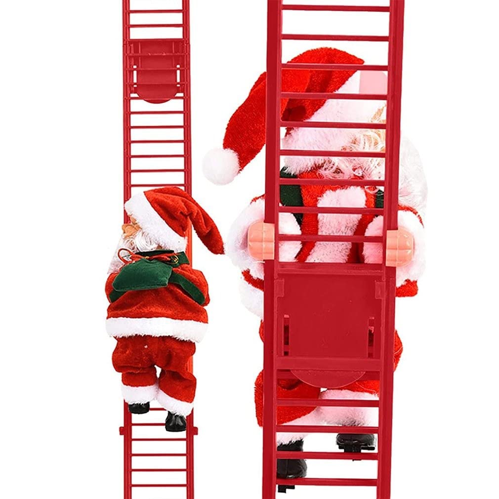 Albero di Natale appeso Babbo Natale elettrico Ornamenti per l'albero di Natale Babbo Natale Arrampicata O Scala rampicante Decorazione Regalo di Capodanno con musica Appendere artigianato fai da te