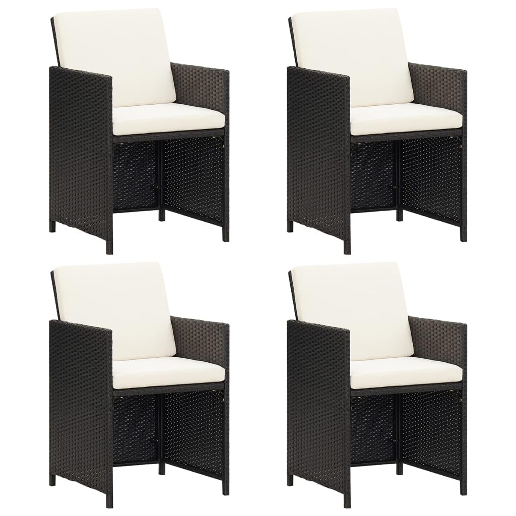 vidaXL 4X Chaises de Jardin Fauteuils de Patio Chaises de Salle à Manger d'Extérieur Sièges à Dîner de Terrasse Résine Tressée Noir