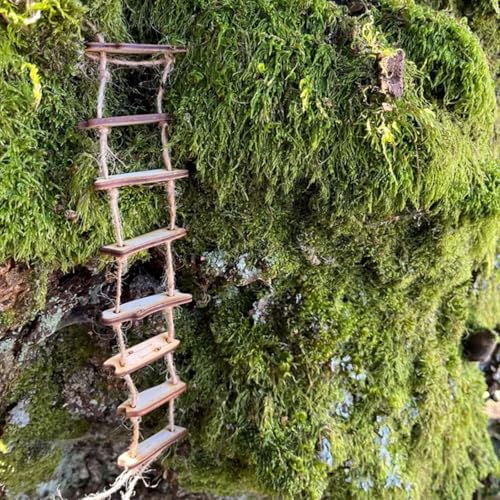 GOOTHDY Minis échelle de Corde en Bois échelle Miniature pour Les décors de Gnomes, Microlandscape Fairys Gardens Diys Gnomes Accessories Microlandscape Fairys Garden Accessoire DIYs – vue 5