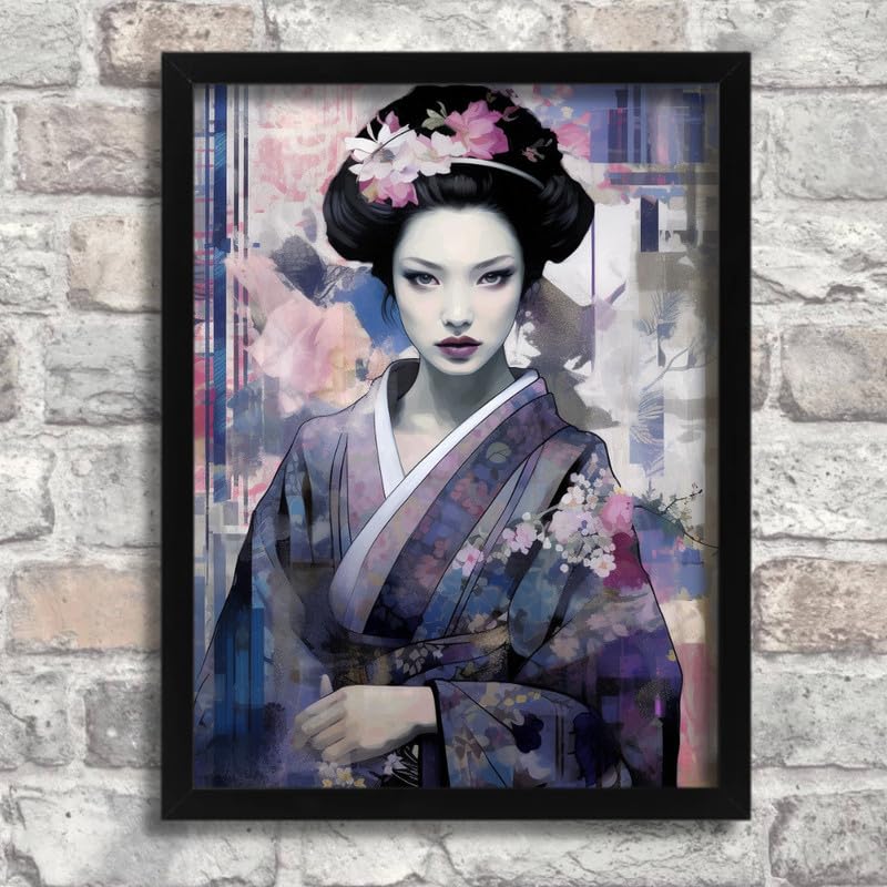 Déco murale Geisha grand format A0 pour habiller un grand mur blanc avec élégance