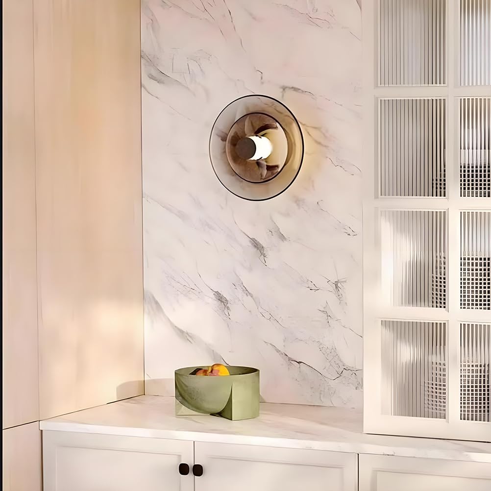 AoLa Kinkiet LED 12W okrągły kinkiet szklany wnętrz 3 temperatury barwowe kreatywny minimalistyczny design w kształcie pierścienia szklana lampa ścienna dekoracyjna nowoczesna lampa,Bernstein,23CM
