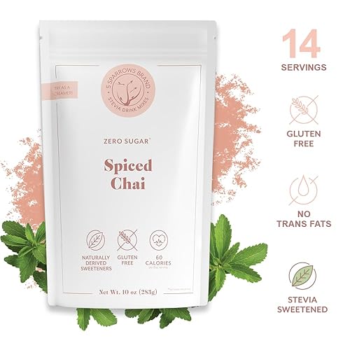 Miniatura 3 de 5 Sparrows - Mezcla de bebidas con sabor a Chai Latte sin azúcar stevia apta para diabéticos baja en FODMAP crema de café sin azúcar 10 onzas