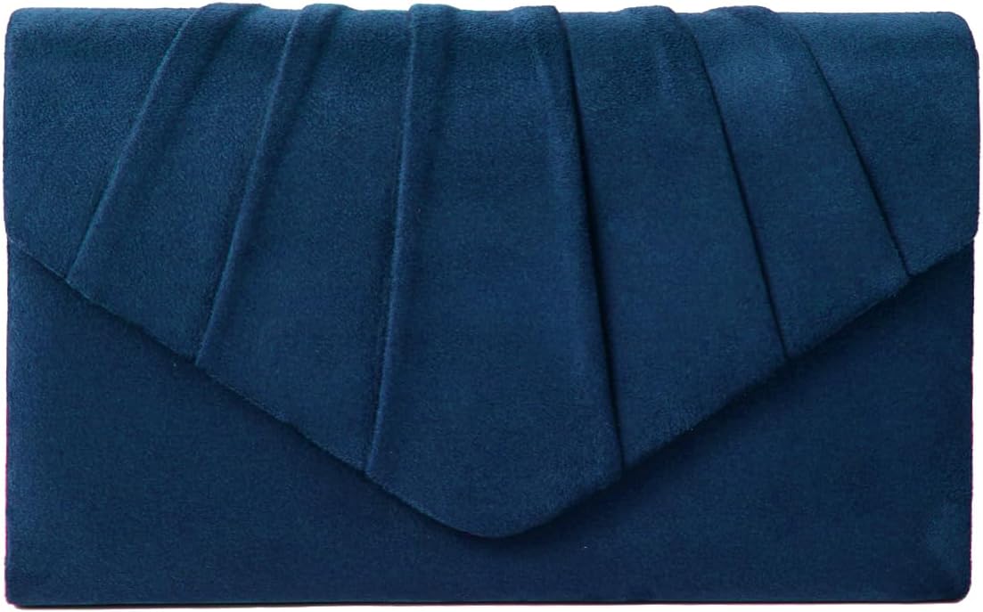 Clutch Purse Evening Bag for Women Evening Wedding Party Velvet Suede Pleated Handbag