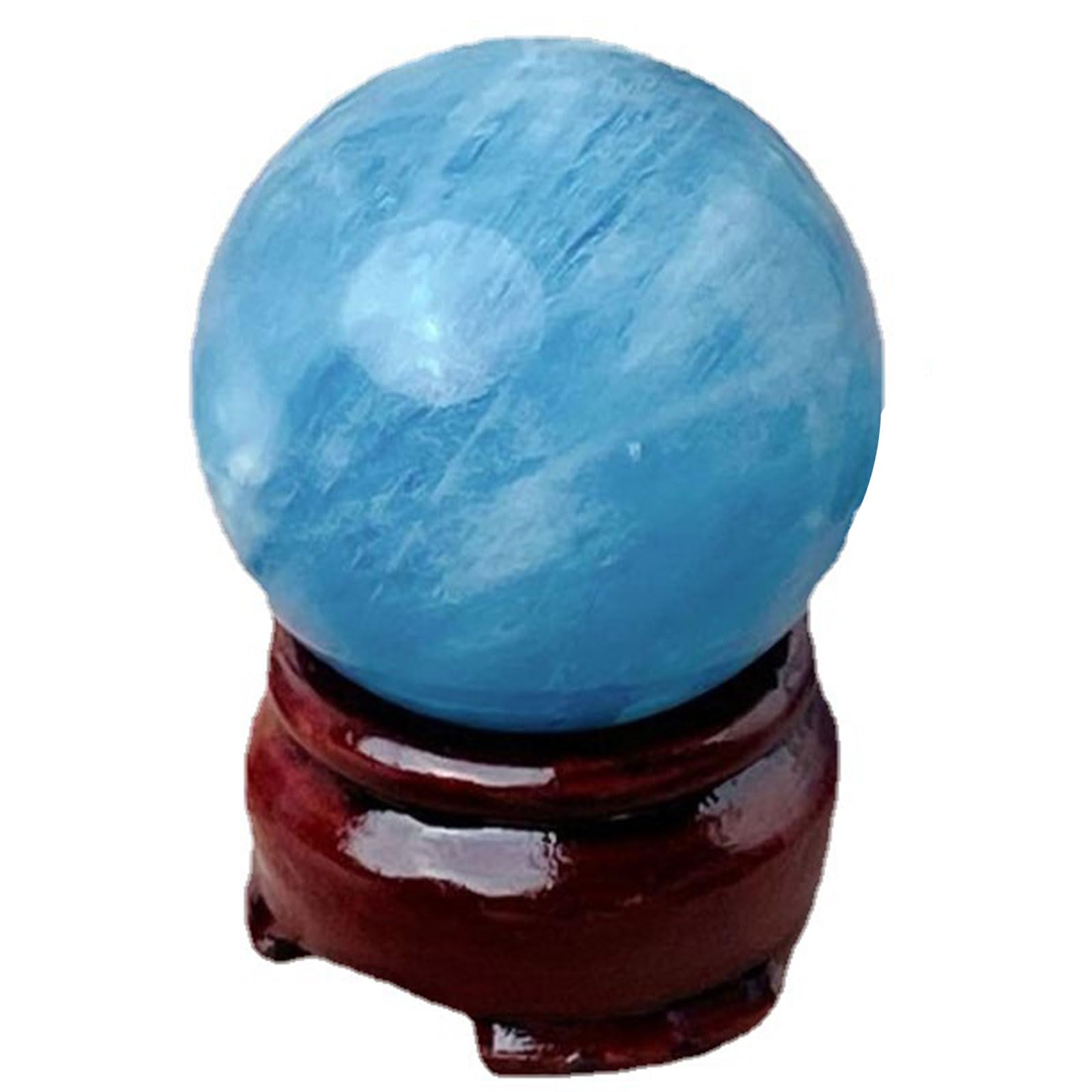 DFrywdgSEY crystal ball, Natural Aquamarine Beads Gemstone Sphere with Wooden Stand Witchcraft Fortune Teller Home Decor(23~26mm)