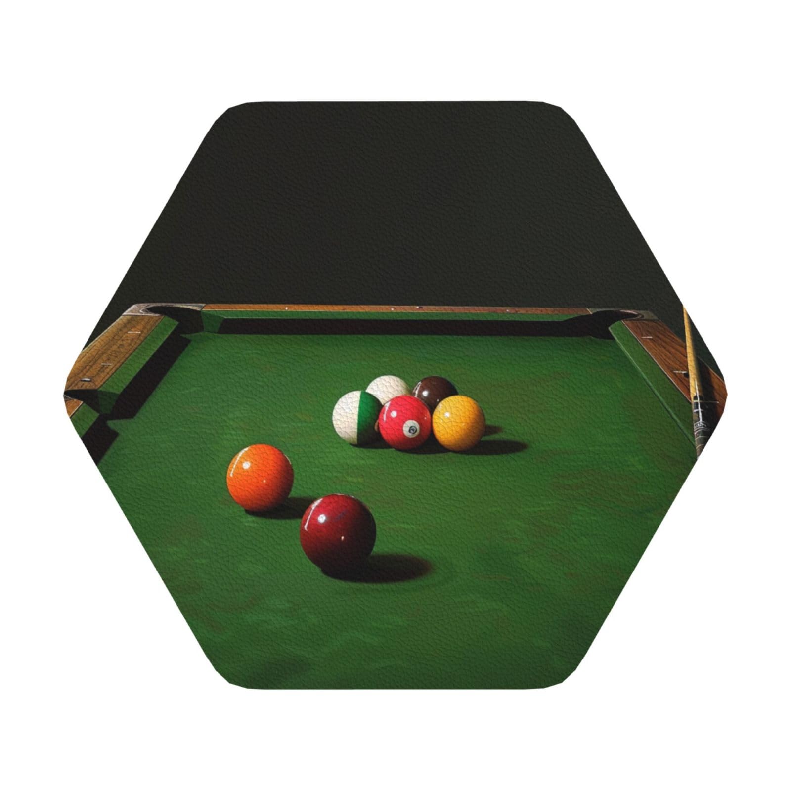 Billiard Print Leather Coaster Set of 6, Hexagon Coasters Table Decorative Coffee Cup Beverage Coasters Wine Beer Bar Coasters for Hot Drinks Table Protection