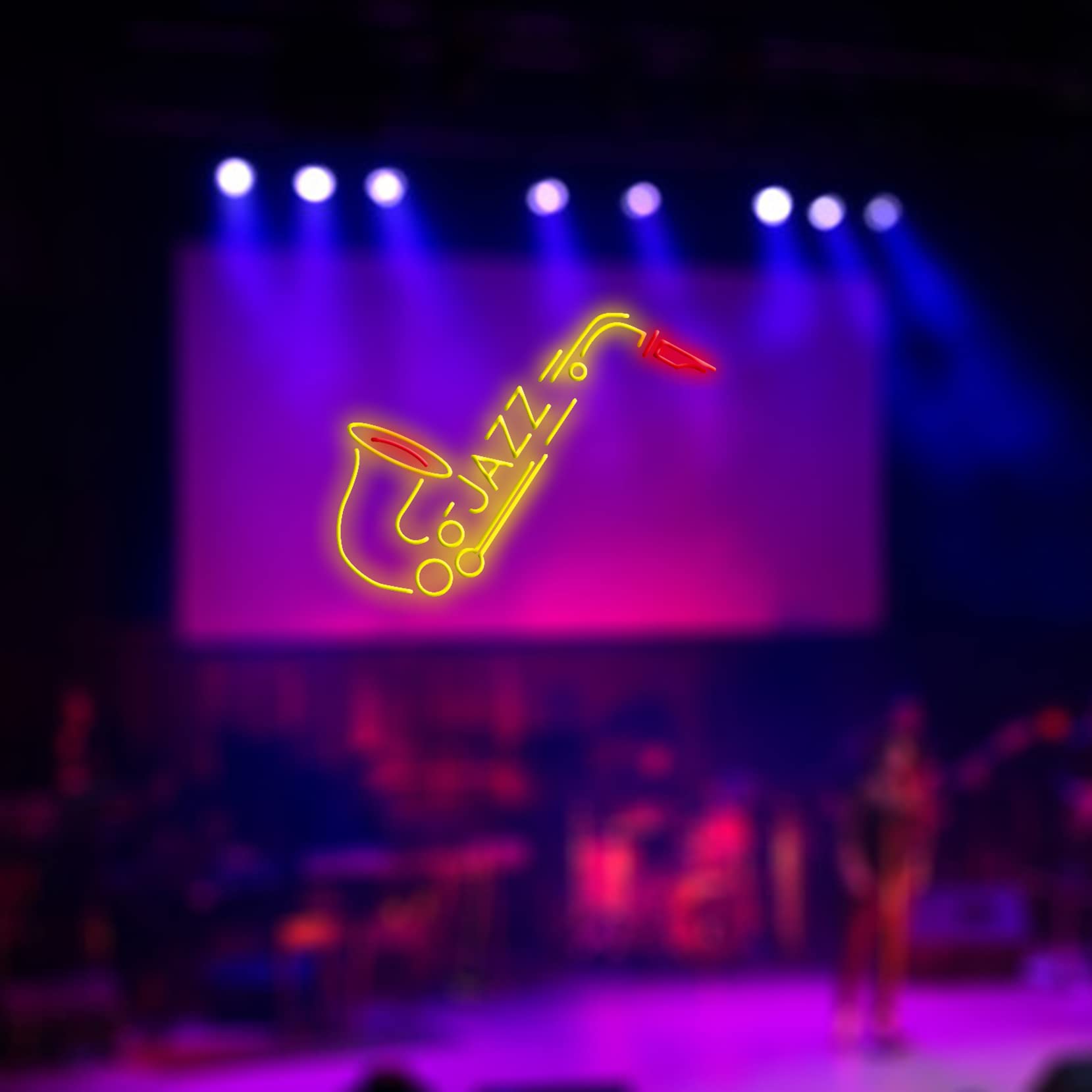 Saxophone Music Jazz Neon Sign Segno a LED Personalizzato per la casa Regalo di Compleanno degli Uomini,Giallo