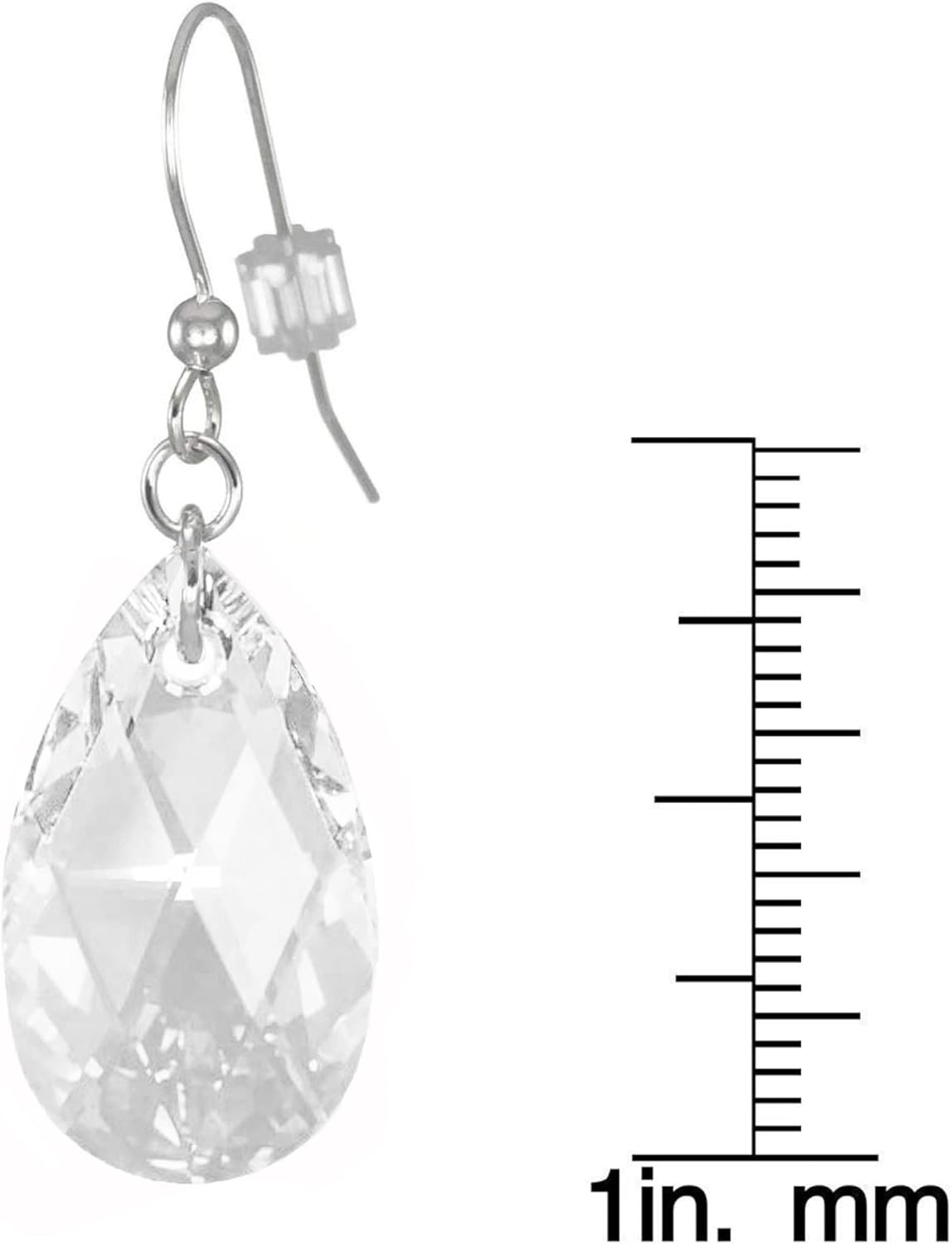 Sparkling Austrian Clear Crystal 22mm Teardrop Pear Dangle Earrings, Pierced or Clip On, Hypoallergenic Gold or Silver, Gift for Her