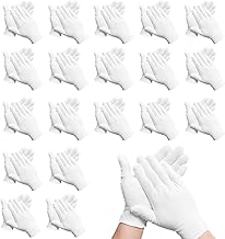 40 Pcs White Cotton Gloves for Eczema & Dry Hands - Moisture Gloves for Men & Women (L)