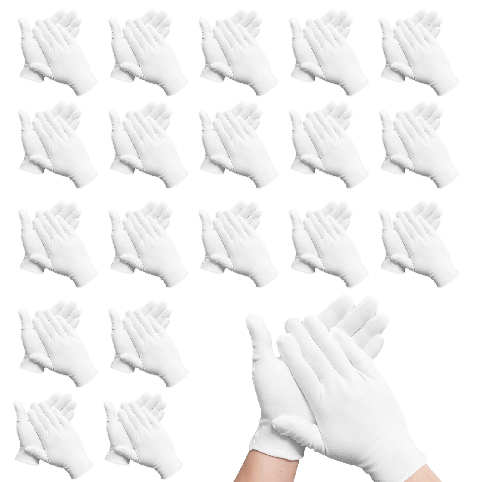 40 Pcs White Cotton Gloves for Eczema & Dry Hands - Moisture Gloves for Men & Women (L)