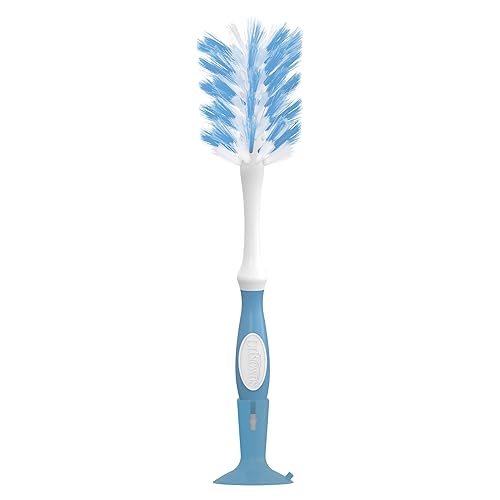 Dr. Brown's Cepillo de lujo para biberón con cepillo de limpieza de ventilación anticólico, cerdas suaves y resistentes, sin BPA, azul, 1 paquete