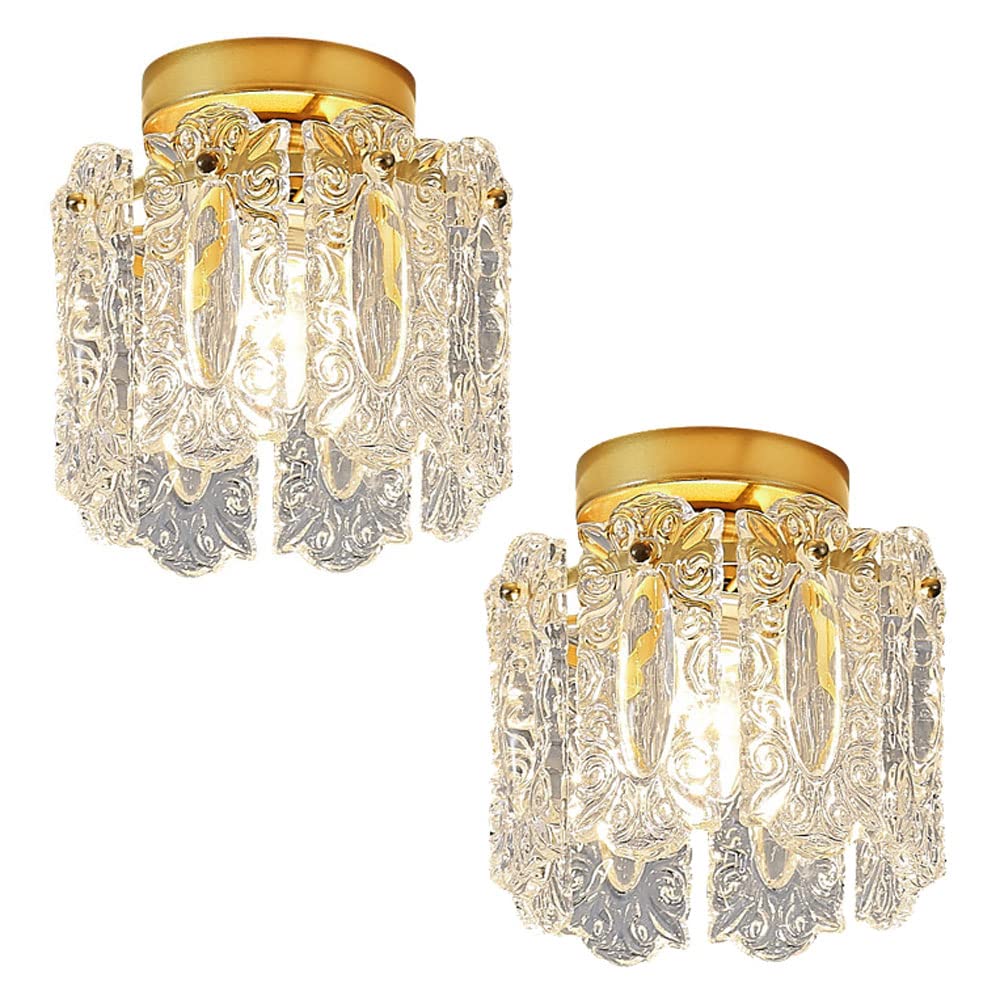 FYZDLAOR Mini Glass Ceiling Light,Iron Art Flush Mount Chandelier,Glass Ceiling Lights,for Living Room Bedroom Cafe Teahouse Bar Dining Room Club（E14）