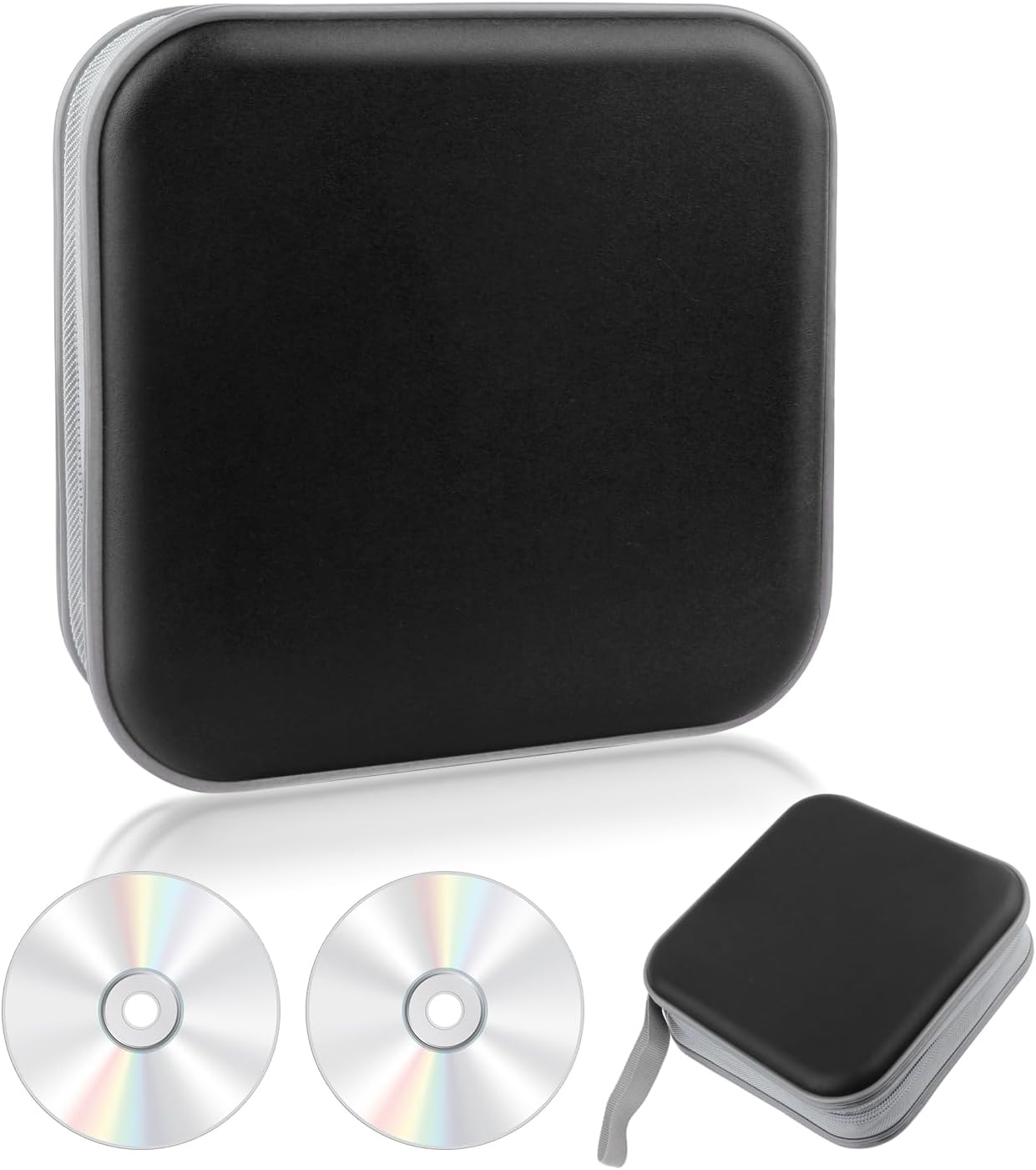 CD Case for Car with Zipper,48 Capacity Portable CD Storage Binder CD Holder for Car Storing DVD/VCD Disc,Car Accessories CD Organizer Case for Car,Home,Travel,Office (Black)