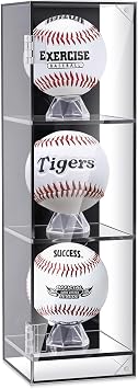 Threehoney 3 Baseball Display Case Cabinet Wall Mount Clear Acrylic Ball Shadow Box for Baseball Tennis Ball Box with Removable Ball Stand Holder Collector Memorabilia Autograph Display Box