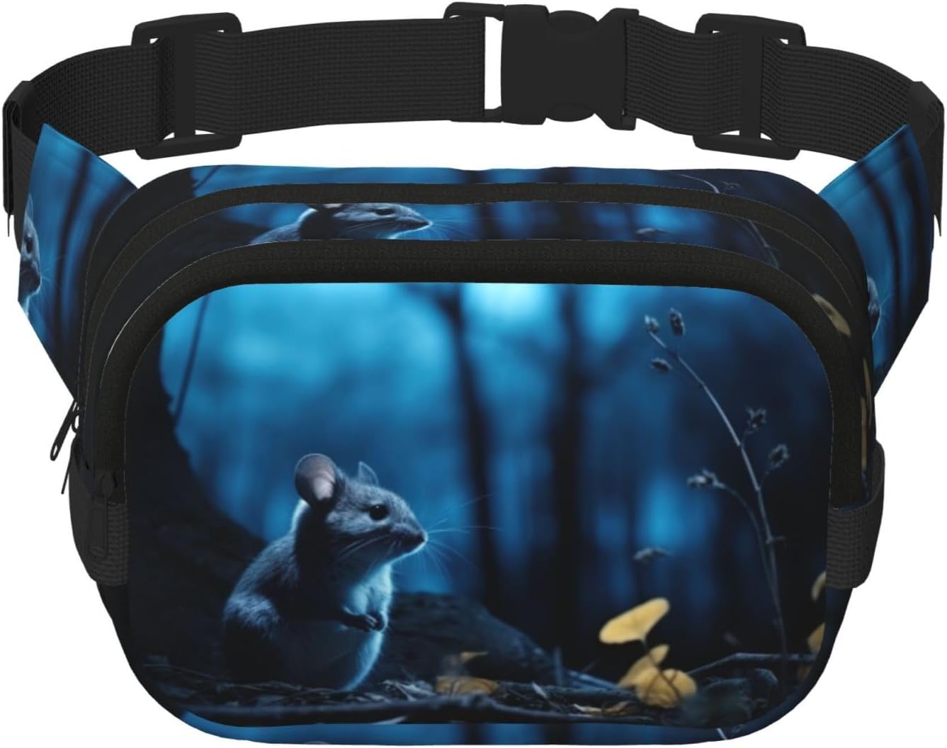 Blue Chinchillas And Moon1 print Fashion Waist Packs Crossbody Belt Bag Fanny Pack for Women Crossbody for Traveling Running