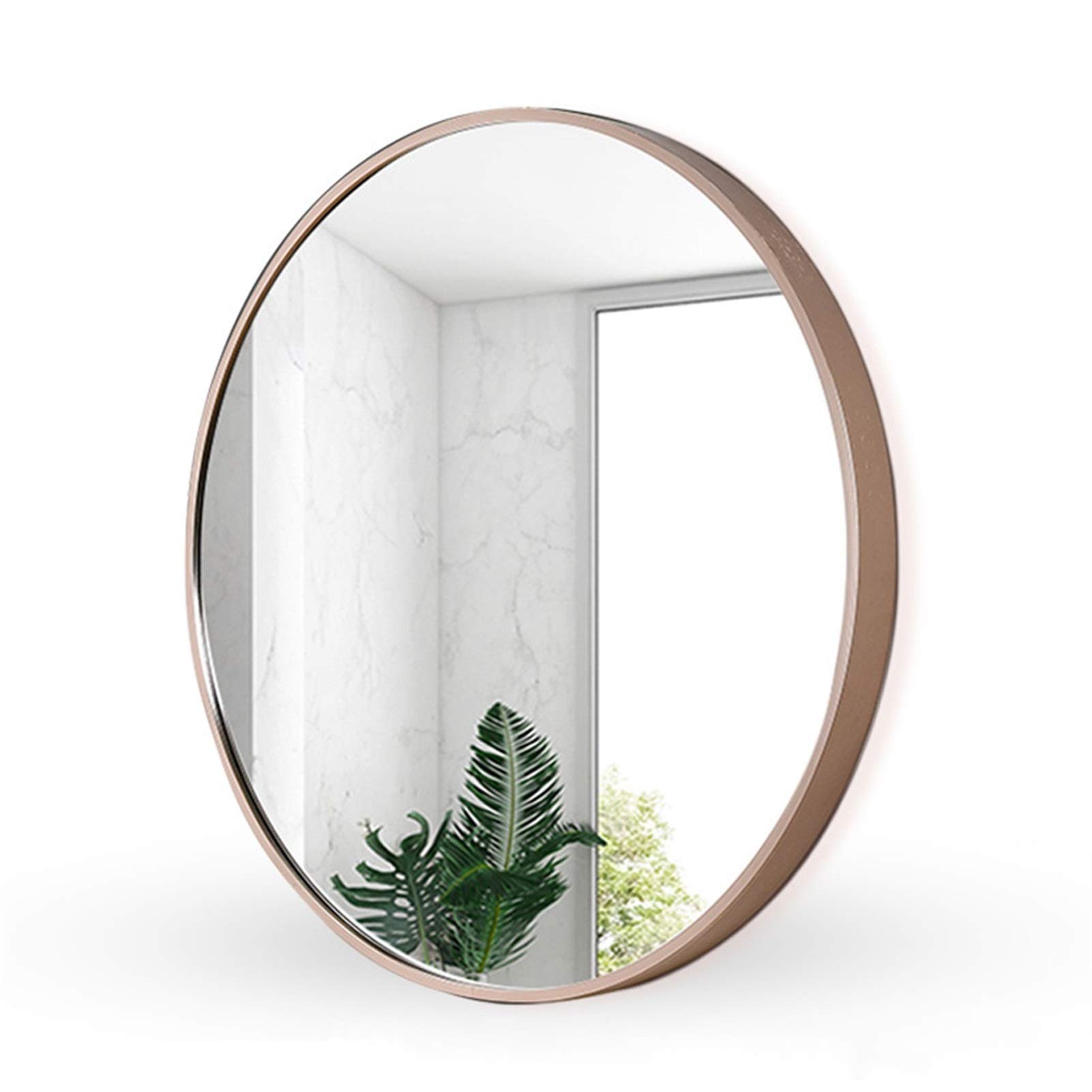 JJSMAOBathrooms Mirror Wall Mount Round Vanity Mirror, Rose GoldEdge 40cm/50cm/ 60cm Diameter, 50cm