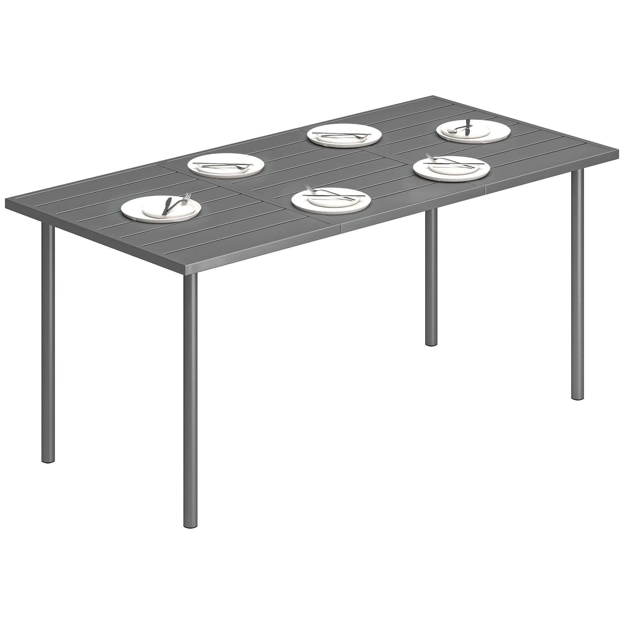 Outsunny Table de Jardin rectangulaire 165 x 80 cm métal Gris foncé