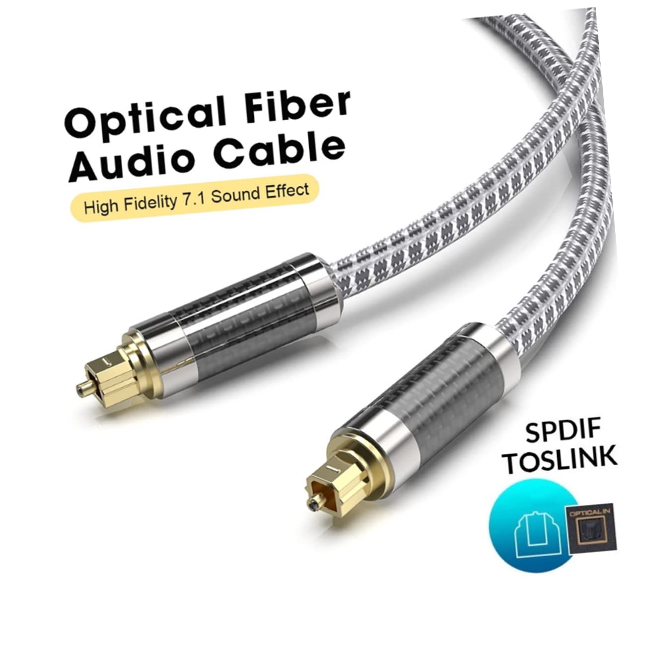 Hemobllo Cavo Audio Ottico Metri Cavo Audio Digitale Maschio-maschio Flessibile Connettori Placcati in Oro Per Trasmissione Segnale Alta Fedeltà Senza Interferenze