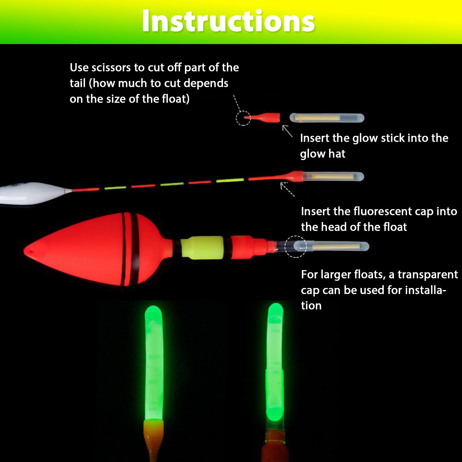 50 Piezas Glow Sticks de Pesca, Luminosos Pesca, Barra de Luz Fluorescente, 4,5 x 37 mm, Luces de Aviso en Cañas Pesca, Starlite de Pesca, Accesorios para Pesca para Pesca Nocturna