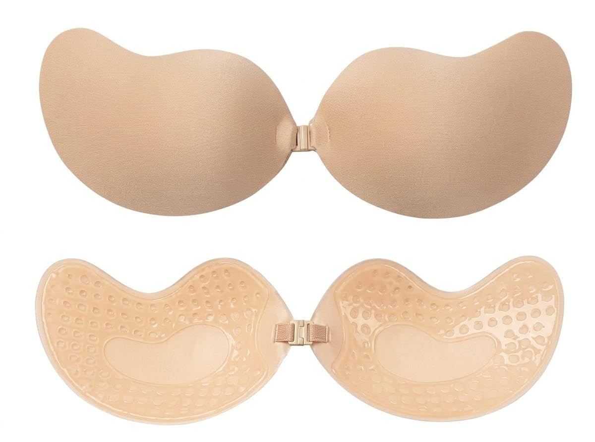 Women's Adhesive Invisible Sticky Strapless Backless Bra Free Size Pack of 1 Beige-picture-55