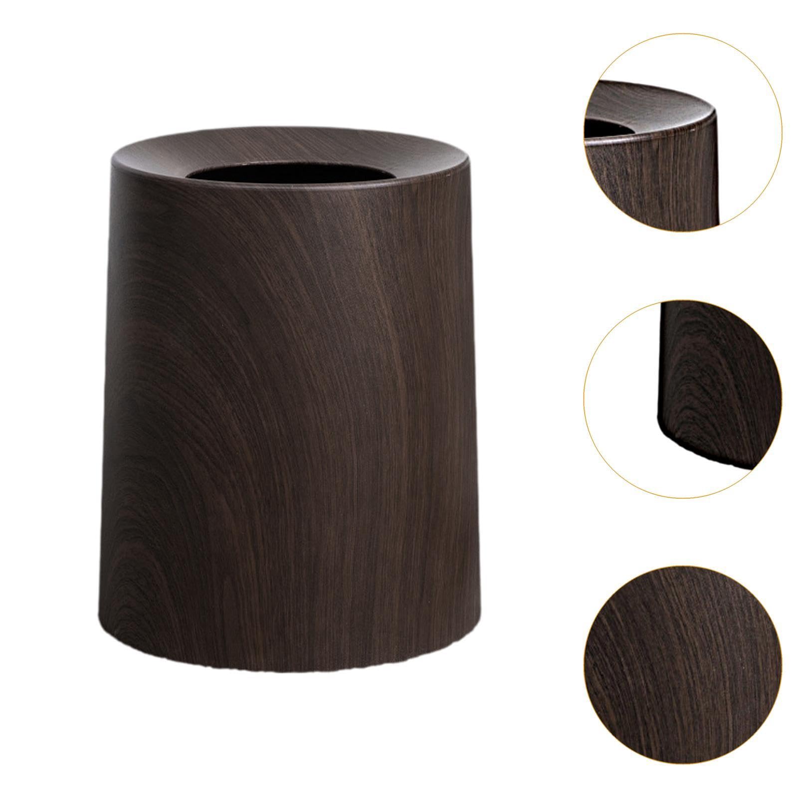 B Baosity Wood Grain Trash Can Patio Garbage Can Household Open Top Without Lid Waste Basket Garbage Bin for Toilet Bathroom Study Room, L Walnut