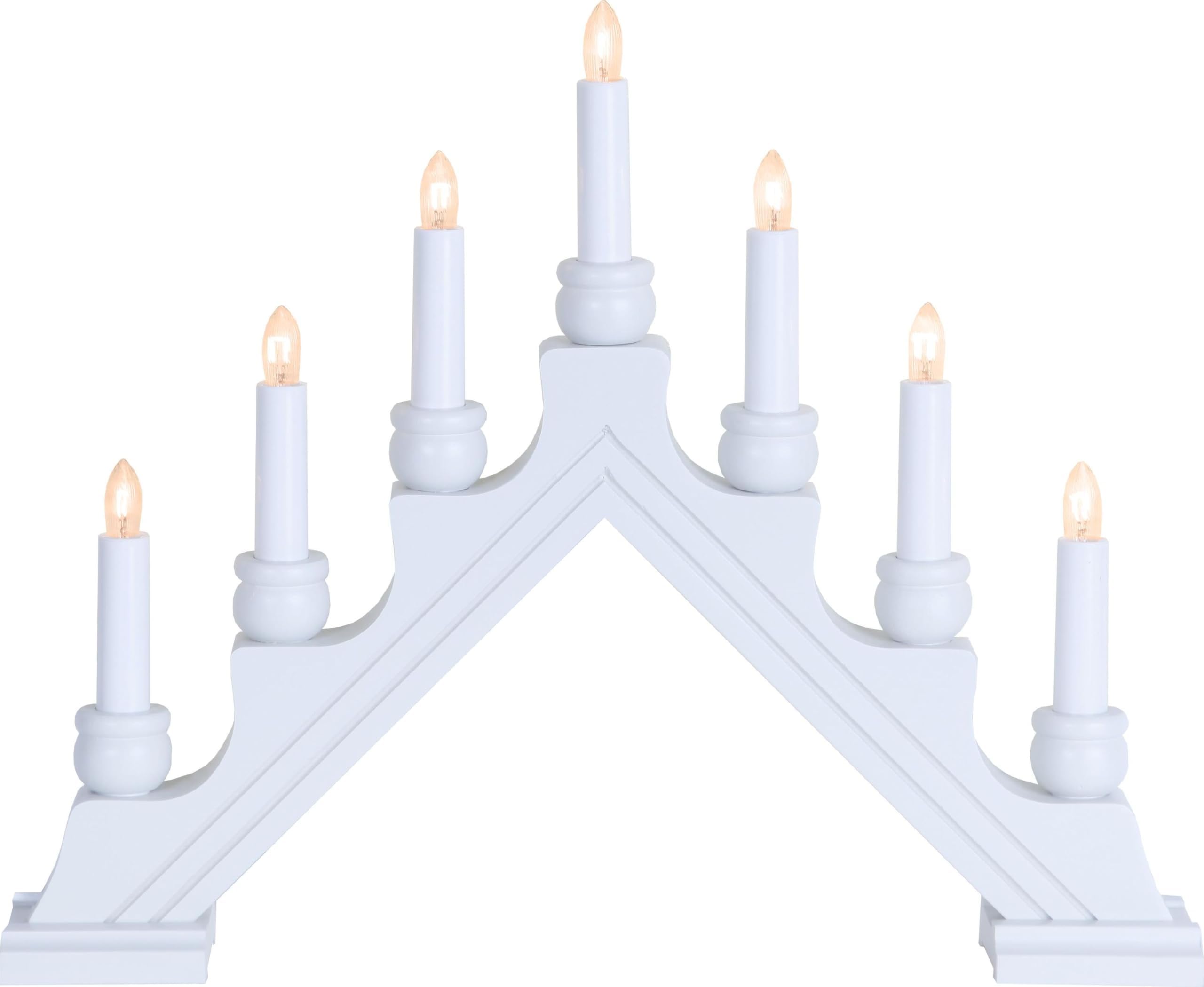 Star Trading 27648-13.75" x 17" 7 Light Electric White Wooden Karin Swedish Candelabra