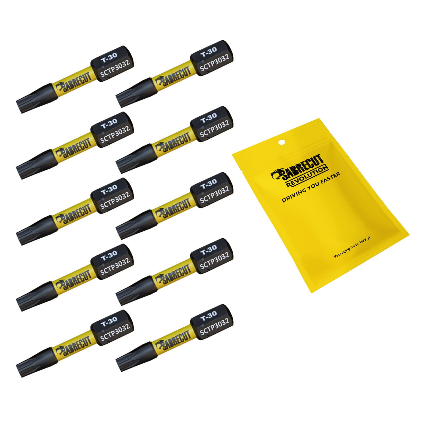 Sabrecut 10 X Sctp3032_10 32Mm T30 Tx30 Torx Tamper Proof Security Magnetic Impact Screwdriver Driver Bits Set Heavy Duty