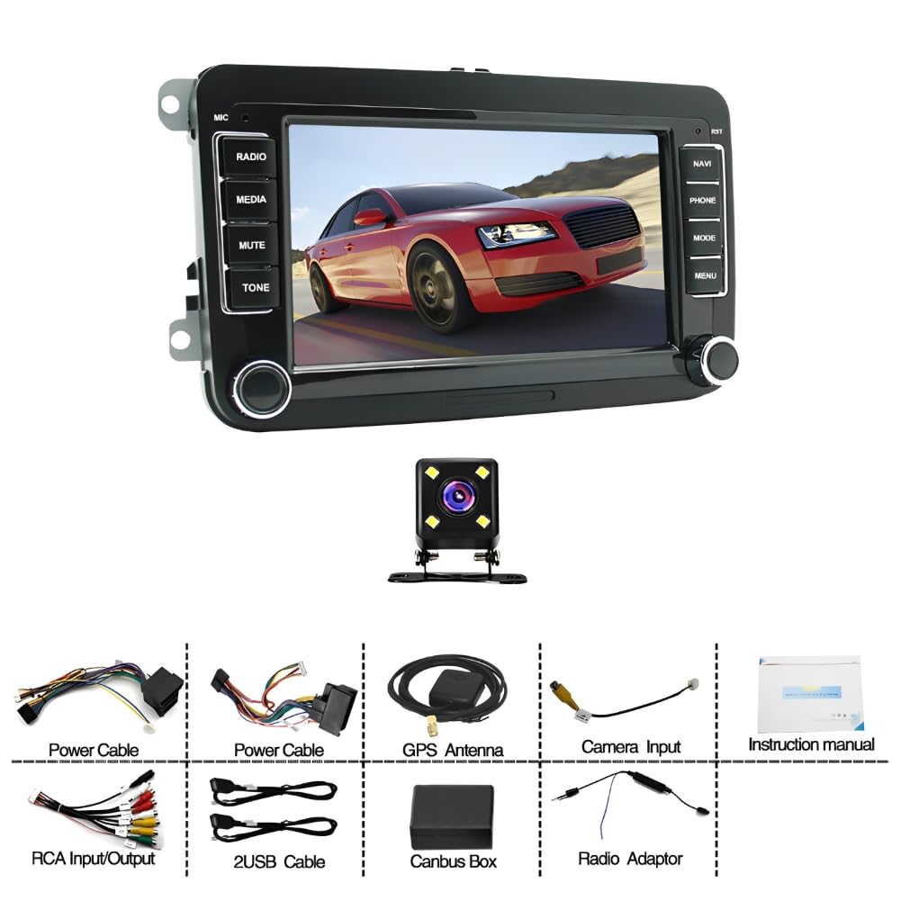 2+32G Android 13 Autoradio per VW Tiguan 2009-2015 2016 2017 con Carplay Android Auto, 7 pollici Touchscreen Lettore Ricevitore Multimediale Digitale con Bluetooth WiFi FM navigazione GPS