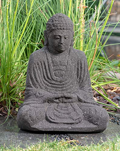IDYL Lavastein Stein Figur Japanischer Buddha | Höhe 60 cm | frostfest |...