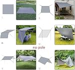 Camping Tarp Waterproof, Hammock Rain Fly Tent Tarp, UV Protection and PU 4000mm Waterproof, Lightweight Tarp for Camping, Outdoor Backpacking, Hiking Survival Shelter, Grey, 3x3M