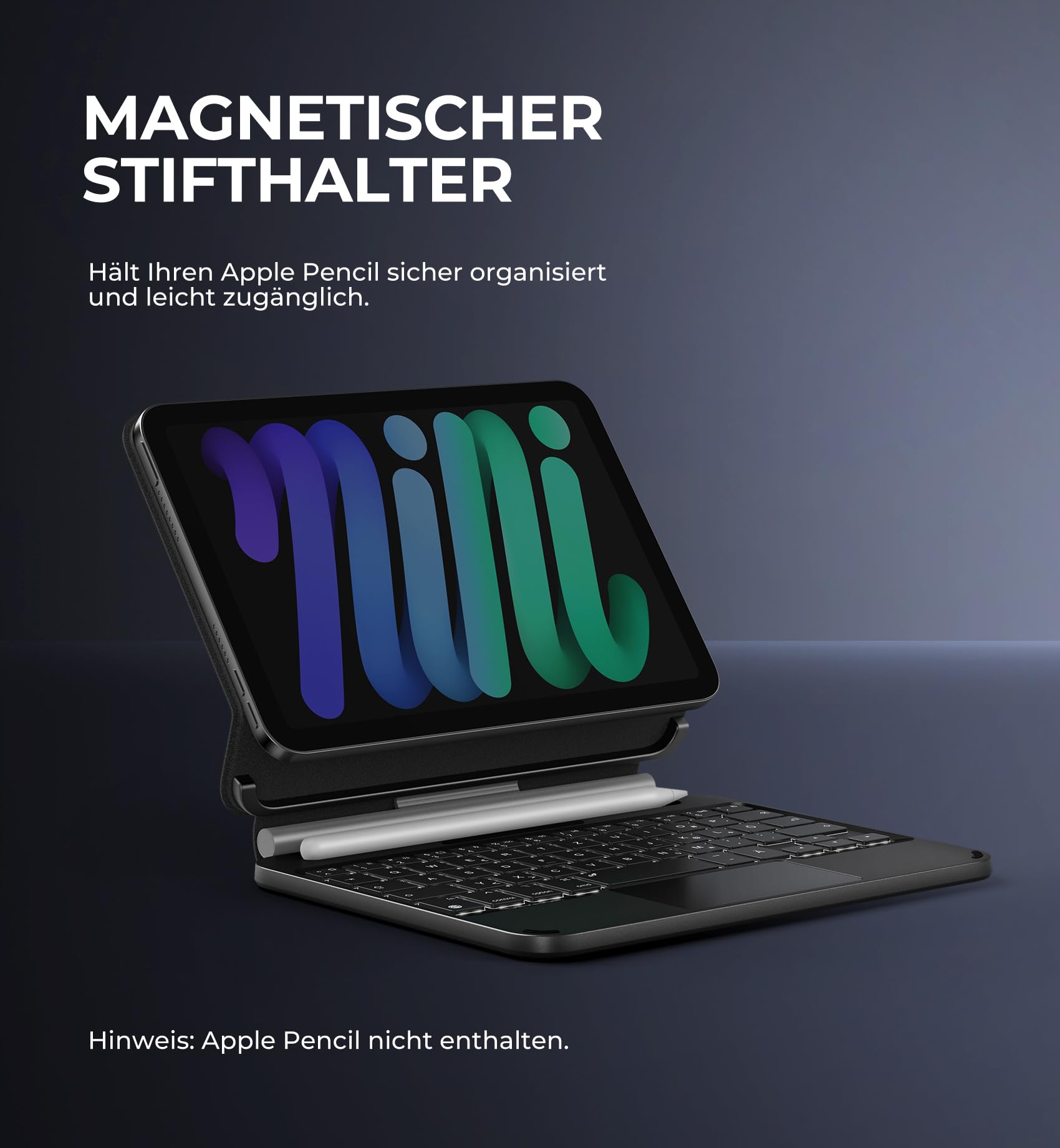 Dexnor Tastatur Hülle für iPad mini 6/7, Magnetische Schwimmender Cantilever-Ständer mit Trackpad Stifthalter Hintergrundbeleuchtung für iPad mini 7/6 Generation 8,3 Zoll 2024/2021 QWERTZ, Schwarz