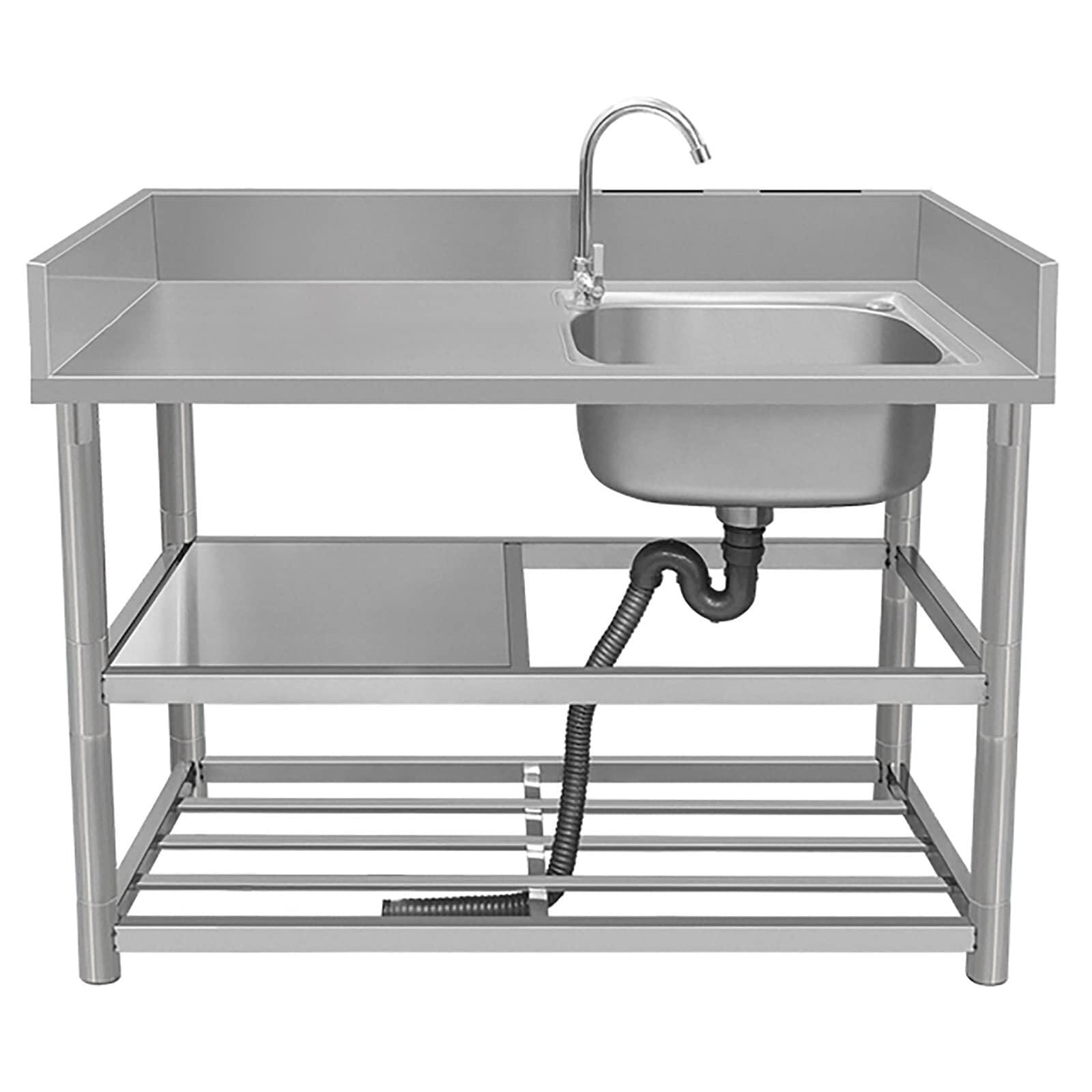 Évier portable pour restaurant et salle de bain gain de place avec rangement étagères