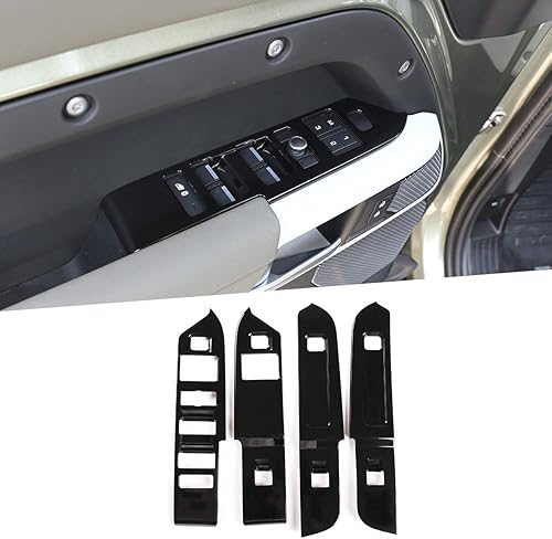 Cubierta de plástico ABS para interruptor de elevación de ventana interior de automóvil para Land Rover Defender 110 2020 (negro brillante)