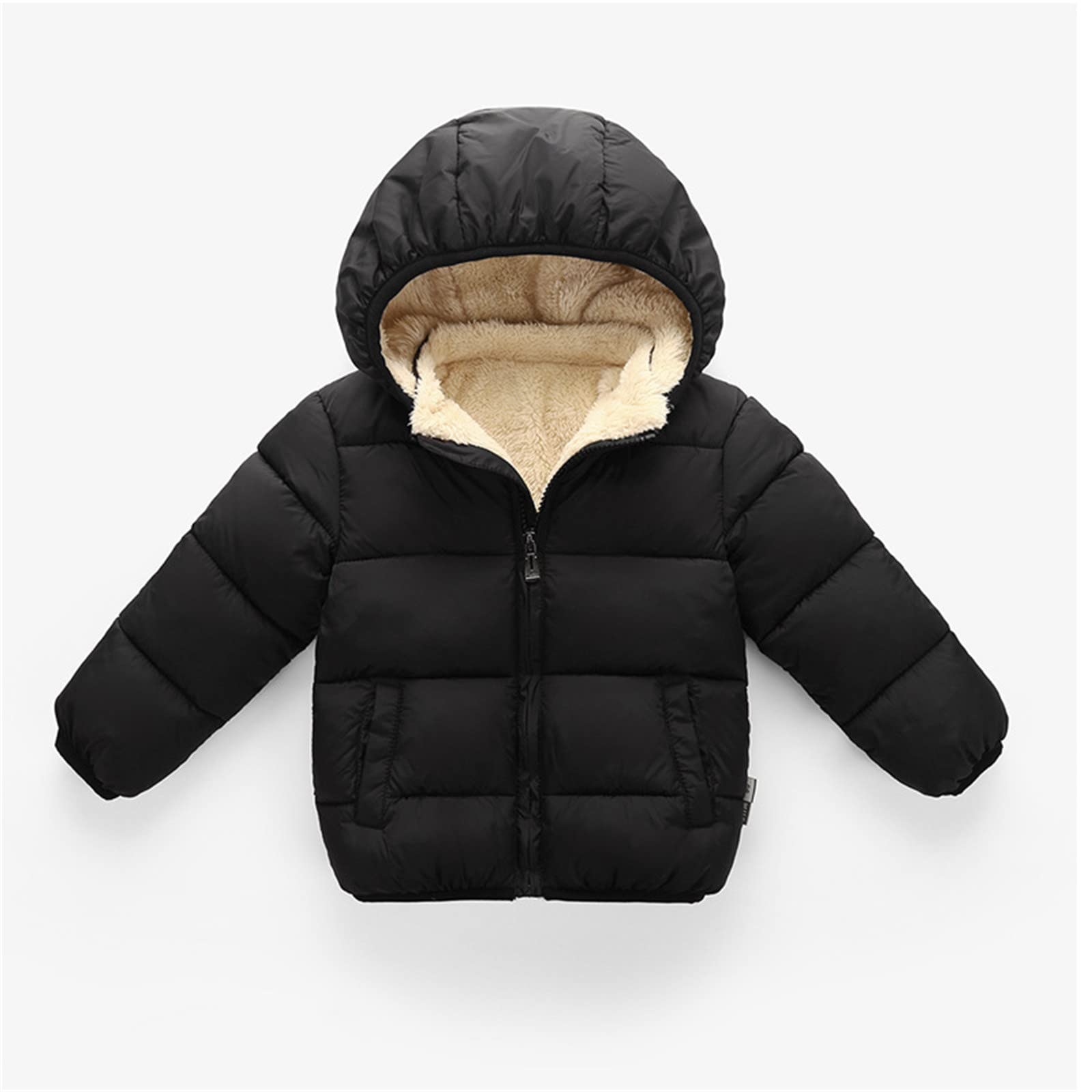Generisch Veste d'hiver garçon 140 pour bébé garçon - Solide - Manteau à capuche - Veste épaisse et chaude - Vêtements d'extérieur - Tenues pour bébé - Combinaison d'hiver rembourrée
