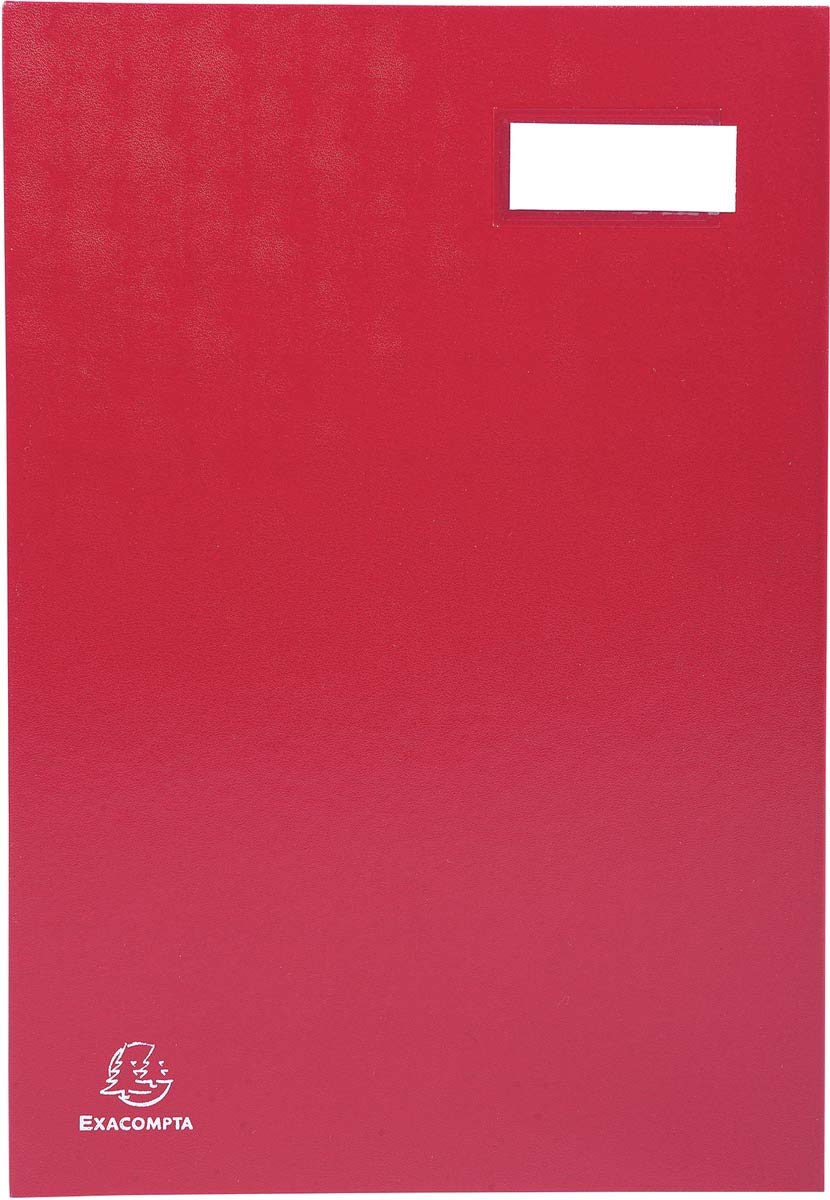 Exacompta - Rif. 57025E - Cartone di 8 paracolpi sterzo - retro a soffietto telato - porta etichetta - copertina plastificata - 20 scomparti in carta rosa con 3 perforazioni - 24 x 35 cm - rosso