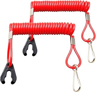 Boat Engine Kill Switch Lanyard for Emergency Engine Stop, Crucial Outboard Motor Safety for Honda Tohatsu Yamaha PWC Jet Skis (Red - Pack of 2)