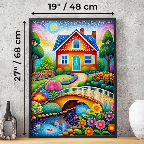 Rompecabezas de 1000 piezas para adultos - Jardín con Cabaña y Puente de Piedra - Acabado mate anti-reflejo, 27x19 pulg, Desafiante y regalo único para mujeres y amantes de rompecabezas | Enjoy miniatura 2